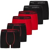 O'Neill - Men's Boxer Briefs Plain Size M L XL XXL 95% Cotton No Fly Pack of 6 Black Red Blue