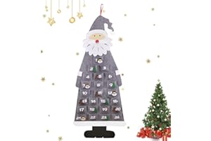 Aurasky Calendario de Adviento Niños para Rellenar, Calendario de Adviento Navidad Pared de Fieltro, Calendario de Adviento de Santa, Bolsas Navidad Calendario Advent Calendar Regalo Navidad (Gris)