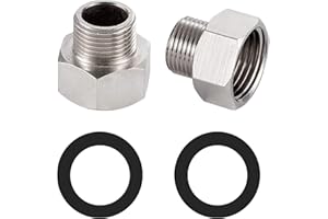 BELZ Raccord de Tuyau Rond, réducteur de tuyau de douche, G3/8" à G1/2", Acier inoxydable, Chrome