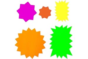 JMS WE CREATE SMILE (𝟓𝟎 𝐏𝐜𝐬) Fluorescent Flash Stars Bright Neon Colours Star Cards Kraft Flash Stars 230 GSM Shop Retail Display Tags Sales Paper (Neon, Assorted)