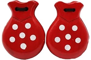 CARNAVALIFE Castagnette en bois avec éléments espagnols pour fêtes Sévillane, foires, danse de flamenco (rouge lunaire blanc)