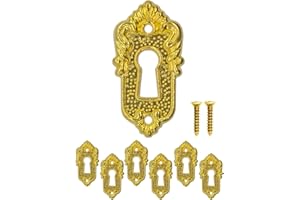 FUXXER Lot de 6 plaques de clé antiques et rosaces de serrure, design vintage doré