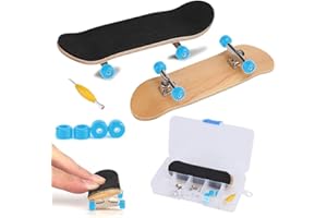 Tnfeeon Griffbrett Fingerskateboards, Professionelle Mini-Legierung Komplettes Holzahorn-Deck-Set Interaktives Spiel Kindergeschenke(Hellblau)