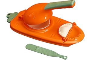 SHALWINN Dumpling Maker, 2 in 1 Dough Press Set, Multifunctional Manual Dough Press Machine Maker Molds, Baking Pastry Kitchen Gadget for Empanada, Pierogi, Pastelitos, Calzone, Turnovers (Orange)