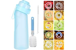Tikhell Air Bouteille d'eau de sport, 650 ml, sans BPA, sans sucre, avec 7 capsules de saveur de fruits pour aromatiser 0 calories (bleu mat)