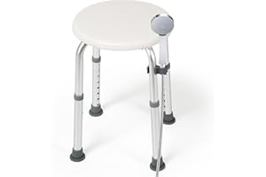 Careboda Sgabello da doccia regolabile in altezza da 34 a 52 cm, fino a 136 kg, in alluminio, antiscivolo, per anziani, incinte, disabili, aiuto alla doccia, sedile doccia