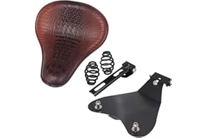 Bid4ze Motorrad-Alligator-Leder, Solo-Schmaler Sitz, große Fahrerbasis mit 7,6 cm Spiralfederhalterungs-Set für Harley Bobber Chopper Dyna Road King Softail Sportster XL 1200 883
