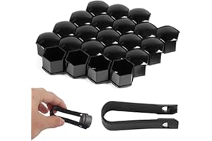 HLBKPX 21PCS 17mm Wheel Nut Covers Wheel Centre Caps Car Cover Protective Caps, 17mm Universal Tyre Nut Covers including 20 Standard Ones 1 Locking Ones Removal Tool