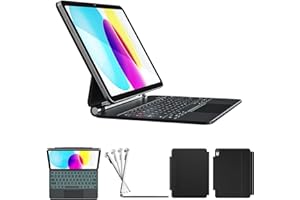 RAYMCRAFT Étui Clavier pour iPad 11e Génération (A16, 2025)/10e Génération, Magic Keyboard 2022, Touches Rétroéclairées à Ressort, Surface Anti-Taches, Pavé Tactile Multipoint, Noir