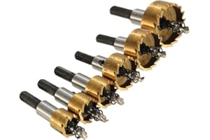 Yakamoz 6PCS High Speed Steel HSS Drill Bit Hole Saw Set Stainless Steel Metal Alloy Kit 16mm 18.5mm 20mm 25mm 30mm 32mm