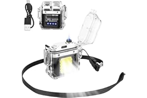 Porcyco Electric Lighter with Display - USB Rechargeable Electronic Windproof Lighter with LED Light Cool Lighters Candles Dual Arc Plasma Lighter for Indoor Outdoor Camping
