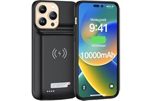 NEWDERY Etui na baterie do iPhone'a 14 i 14 Pro 10000 mAh bezprzewodowe etui do ładowania Qi, obsługa synchronizacji danych, rozszerzony akumulator do iPhone'a 13/13 Pro iPhone 14/14 Pro (6,1 cala)