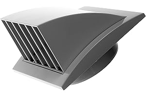 Vent Systems Cubierta de ventilación de escape gris de 10 cm – Capucha de ventilación para secadora – Tapa de rejilla de ventilación – Rejilla de suministro de aire de plástico unidireccional