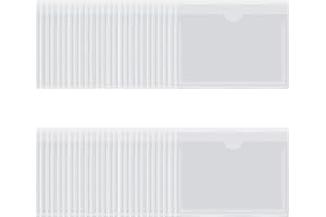 ACONDE Lot de 50 pochettes autocollantes transparentes pour cartes de visite, avec ouverture supérieure, pour bureau, école, maison, 11 x 8 cm