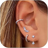 LANMPU Boucles D'oreilles Fleurs En Argent 925 Boucles D'oreilles Clous