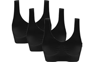 Jamron Mujer 3 Piezas Bralettes Cómodos sin Aros sin Costuras Sujetador Deportivo con Almohadillas Extraíbles para Yoga (S-6XL)