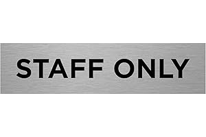 VIRO DISPLAY Slimline Aluminium Staff Only Door Sign from ViroDisplay® - Rigid Brushed Silver 0.5mm - 200 x 50mm Office Sign - Durable Printed Surface - Self-Adhesive Fixing (1)