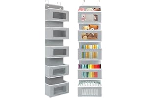 ‎OSTWOLKE OSTWOLKE [2er Set Hängeorganizer, Tür Wand Organizer mit 5 Fächer, Hängeregal auf tür, Hängeaufbewahrung Schrank, Türorganizer, Hänge für Schlafzimmer Grau