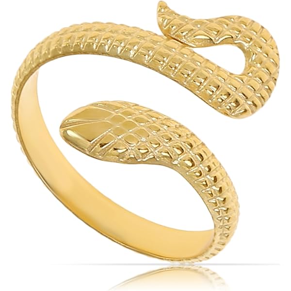 VASSAGO Open slangenarmband, slangenarmband, verstelbare armband, dierenmanchet armband, slangenarmband voor vrouwen en meisjes, Roestvrij staal steen, Geen edelsteen