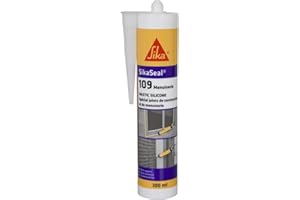 SikaSeal 109 MenuiserieTransparent, Mastic Silicone Neutre Professionnel : Calfeutrement de joints de construction et de menuiseries, multi-supports, Haute résistance au vieillissement, 300ml