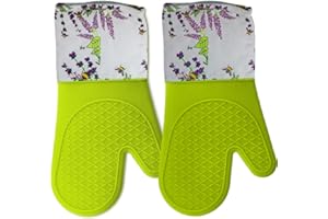 Chilgoza Silicone Oven Gloves Heat Resistant for Cooking BBQ Grilling Microwave Green
