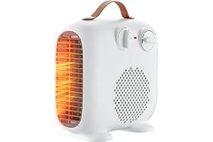 BioAura Calentador Eléctrico 2000W, Pequeño Calefactor bajo Consumo, Calentador Eléctrico Portátil Silencioso, Ventilador Radiador Electrico de 3 Velocidades Para Interiores, Calefactor baño