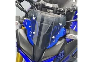 GWINDY Windshield For YAMAHA MT-15 MT-125 2019 2020 2021 2022 Motorcycle Front Windscreen Pare-brise Wind Deflector Protector Mount Bracket (Grey Screen+Blue Bracket)