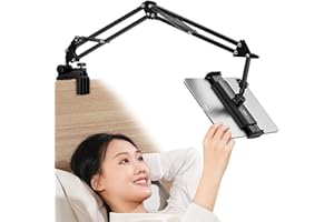 ULANZI Soporte Tablet Cama, 360° Giratorio, Aluminio para iPad 2021 Pro 9.7, 10.5, 12.9, Air Mini 3, 4, 5, Samsung Tab y Huawei MediaPad