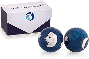 AFH WEBSHOP Meditation Qi-Gong-Kugel Paar mit Klangwerk | Klangkugeln | Yin Yan | Design TRAUM MOND (Ø: 45mm)
