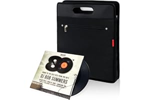 BQKOZFIN Vinyl Record Carrying Bag, Holds up to 20 LP Records Durable Vinyl Albums Storage Case for Most 7" 10" 12" LP