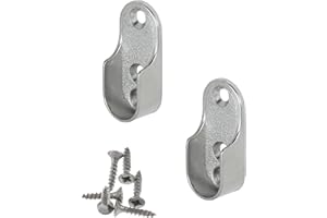 Gedotec Supporto per asta appendiabiti ovale in metallo, OVA, porta barra ovale in acciaio nichelato, da 2 pezzi, ganci appendiabiti per montaggio a parete