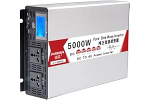 YNITJH Inversor Onda Pura Corriente 4000W/5000W/6000W/8000W (Pico) Transformador DC 12V/24V/48V/60V a AC 110V/220V Onda Sinusoidal Convertidor Inversor Coche,para Casas Autos,5000W-12Vto220V