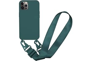 MBSLFY Silikon Handykette für iPhone 14 Pro Max Hülle mit Band,Verstellbarer Halskette Handyhülle,Necklace Hülle mit Band, Handyhülle für zum Umhängen,Case mit Schnur,Dunkel grün