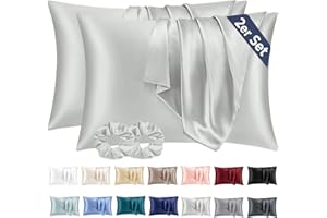 VIELIT Poszewka na poduszkę, jedwabna satyna, na 2 szt. 40 x 60 cm, podobna jedwabna poszwa na poduszkę z zamknięciem na kopertę, pielęgnacja skóry i włosów, zmniejsza wypadanie włosów, 2 gumki do