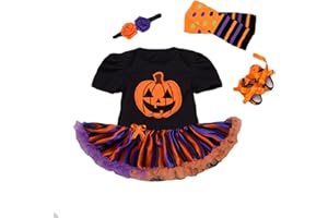 BabyPreg Ma première Tenue d'halloween pour bébé Fille Costume de Thanksgiving Ensemble Robe Citrouille pour Bébé