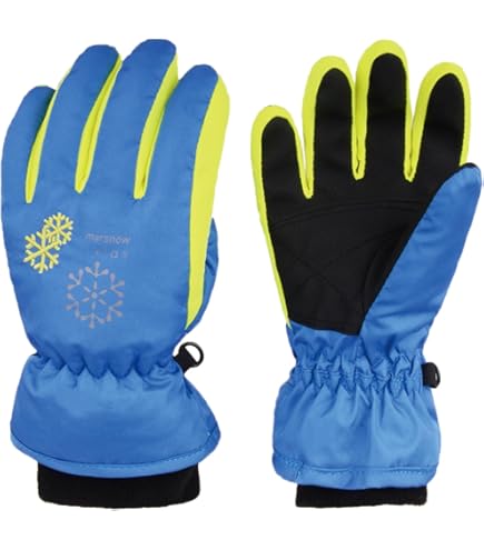 FAYHIJUN Warme winterskihandschoenen voor kinderen, wanten, voor jongens en meisjes, winddicht, ademend, PU, Les Palmiers, sneeuw, skiën, snowboarden, fietsen, paardrijden, sport, 2-13 jaar, XS