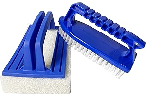 ASHUXXN Brosse de Piscine 2 Pcs - Outil de Nettoyage avec Manche Plastique pour Plancher, Mur, Spa, Baignoires