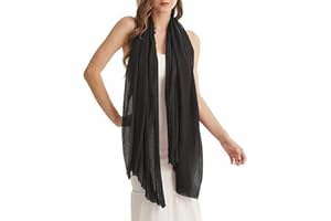 Kakaly Women Scarf Cotton Linen - Chic Ladies Solid Scarves Soft Large Long Wrap Shawl Headscarf Lightweight Neck Scarf Hijab,180×100CM