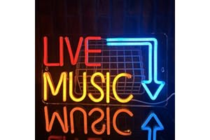 PILOYINDE Live Music Música en vivo Letreros de neón Estudio de música personalizado, Letreros de neón Decoración de barra de música, Letras LED Dormitorio Decoración de pared con ambiente musical