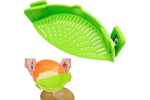 Sieb zum Anklipsen, FORYNXHWIN Silikon Sieb, Schnappsieb, Pastasieb Silikon-Lebensmittelsieb für Pasta, Gemüse und Obst, Grün