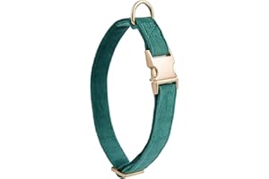 YUDOTE Collare per cani ultra morbido in velluto a coste di cotone naturale realizzato per cani di taglia grande con pelle sensibile, verde bottiglia