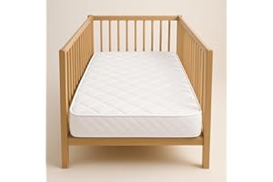 DREAMLAYER Classic Eco Fibre Cot Bed Mattress – Hypoallergenic, Water-Resistant Quilted Cover, Reversible & Firm Support, BSI-Tested Baby Cot Mattress – 140 × 70 × 10 cm (White)