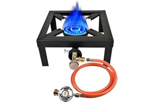 hzexun Hornillo a Gas de Fundición,Hornillo Camping de Gas Portátil Acampada Plegable 6KW Compatible con Gas Butano y Gas Propano 25x25cm,Válvula de Seguridad Incluido