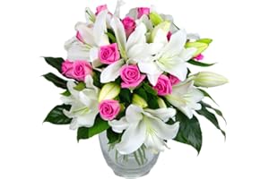 Clare Florist Magical Rose and Lily Fresh Flower Bouquet - Beautiful Pink Roses and Lilies for a Stunning Bouquet
