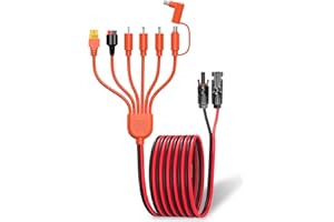 Lonnky Solar Charging Cable for Solar Panel, Solar Generators & Portable Power Station, Solar Plug to Adapter, Solar Panel Adapter 7-in-1, Universal Solar Generator Charging Cable