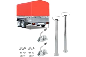 AUTOLIGHT 24 2 x Anhänger Stützen mit Klemmschellen und Schrauben Set Anhängerstützen mit Halterung aus verzinktem Stahl Länge 600mm ⌀48mm