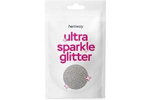 Hemway Ultra Sparkle Glitter - Silver - Cosmetic Safe, Fine Slime, Crafts, Weddings, Decorations, Art, Beauty, Decoration Scrapbooking - 10g Sample