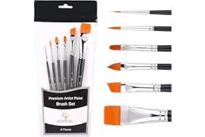 Bowitzki Face Paint Brush Set, 6pcs Artist Brushes for Body Face Painting,Acrylic Painting Watercolor Oil Gouache