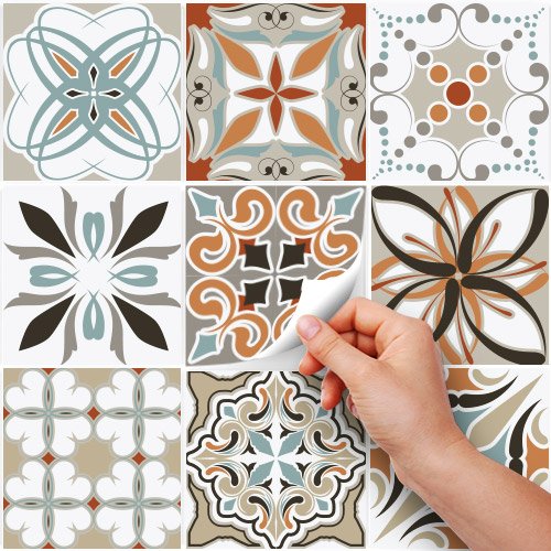 81 Fliesenkleber Format 10×10 cm – PS00009 Aufkleber PVC für Fliesen für Bad und Küche Stickers design – Vintage-Dekorationen - 2