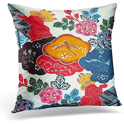 shizh Fleur Japon Vintage Kimono Japonais Bingata Okinawa Taie d'oreiller Home Decor Square 45x45cm Housse de Coussin
